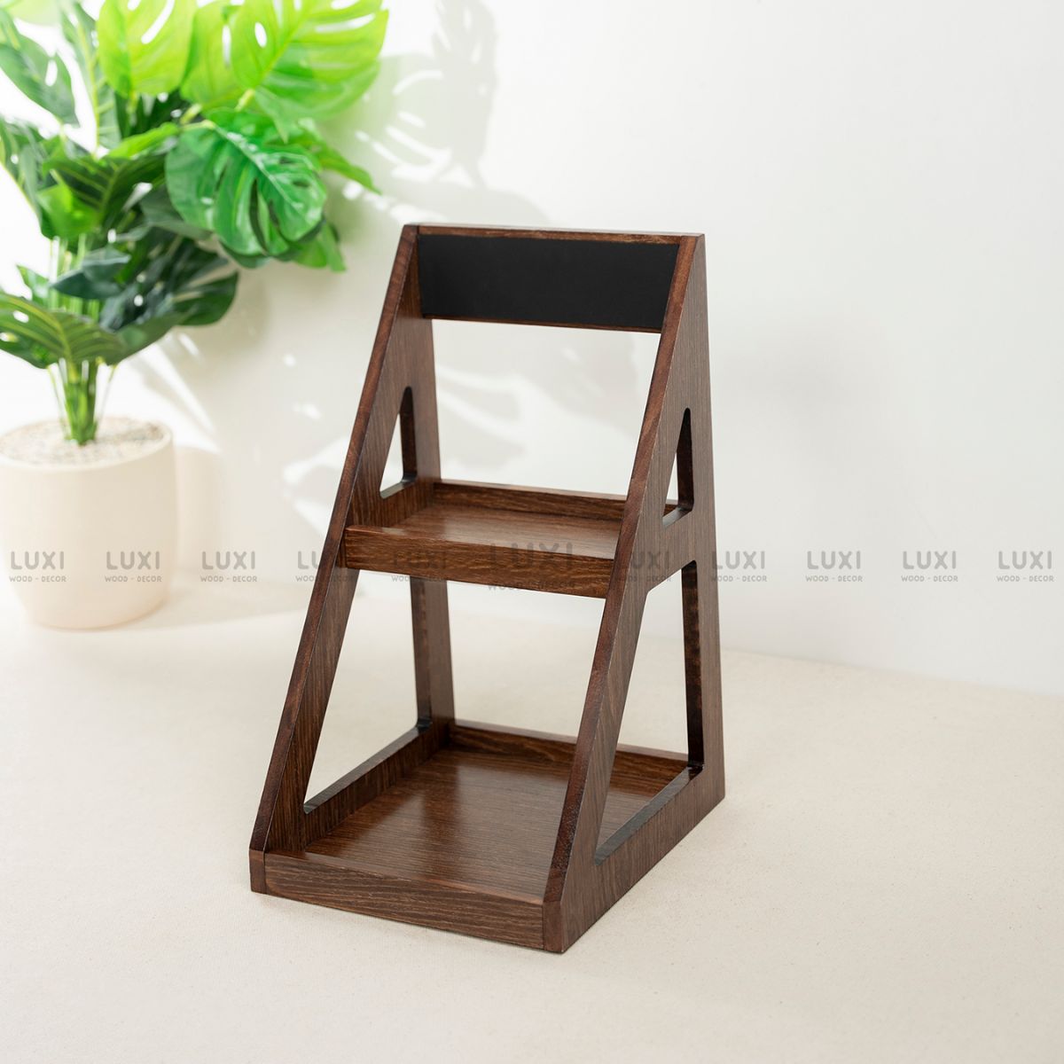 KỆ ĐỂ BÁNH, KẸO, TRÁI CÂY HAI TẦNG MINI BẰNG GỖ ĐƠN GIẢN SANG TRỌNG - LUXI DECOR
