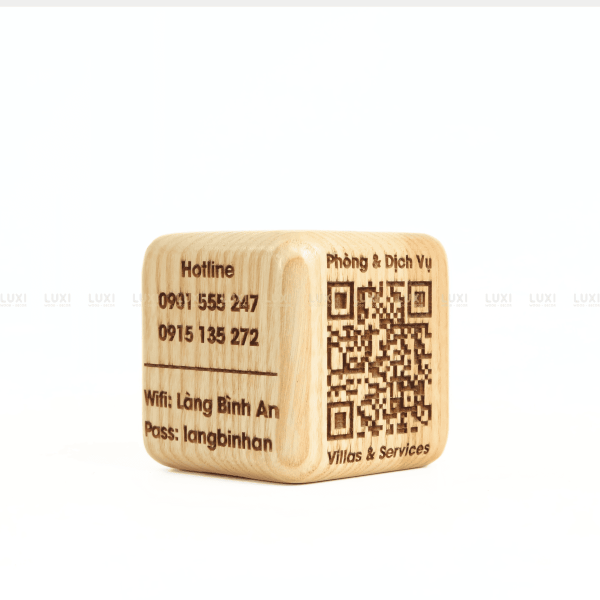 THẺ BÀN HÌNH LẬP PHƯƠNG CHẤT LIỆU GỖ DÀY DẶN, DECOR QUÁN COFFEE, NHÀ HÀNG (KT: 7X7CM)