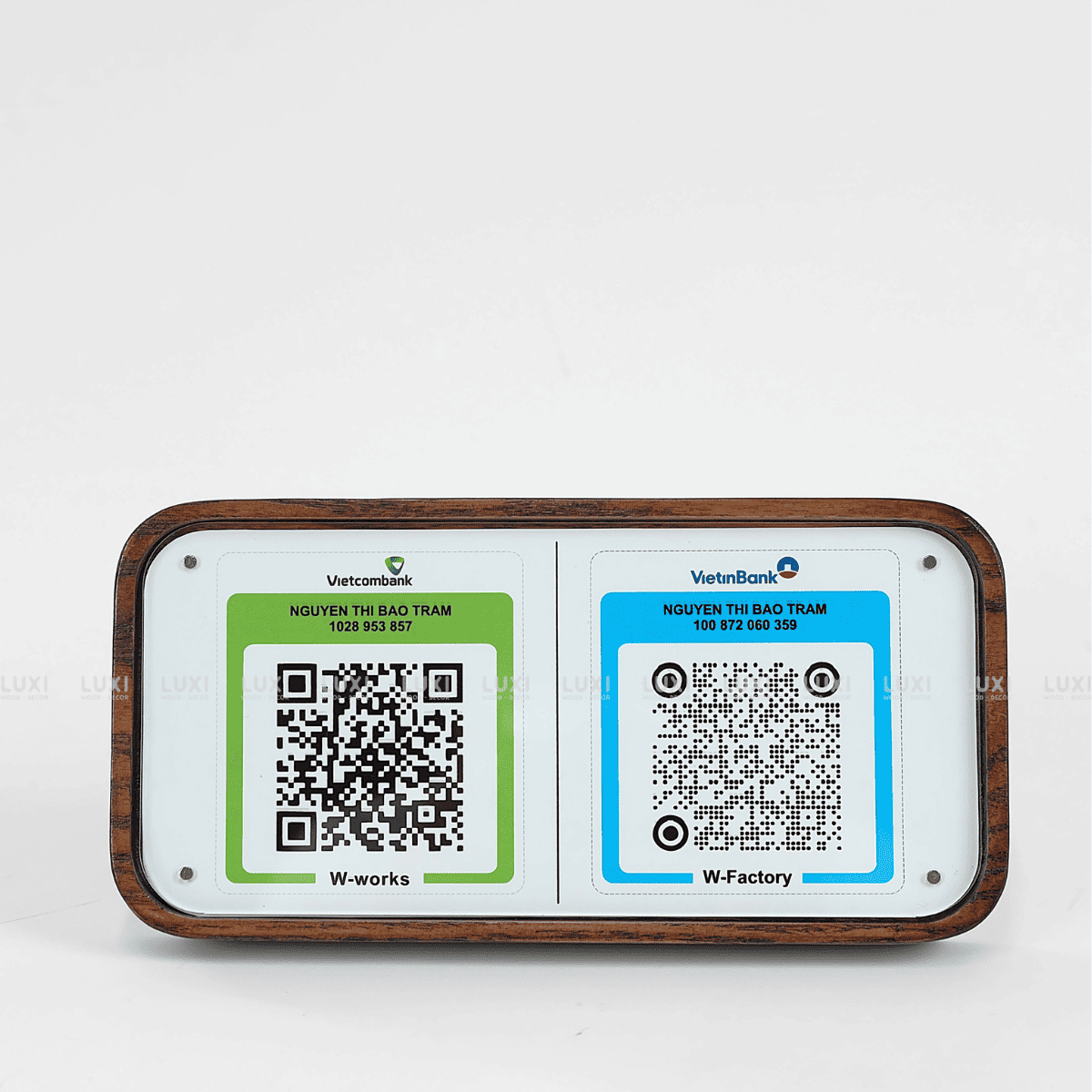 BẢNG QUÉT MÃ QR HÌNH CHỮ NHẬT KHUNG GỖ NAM CHÂM