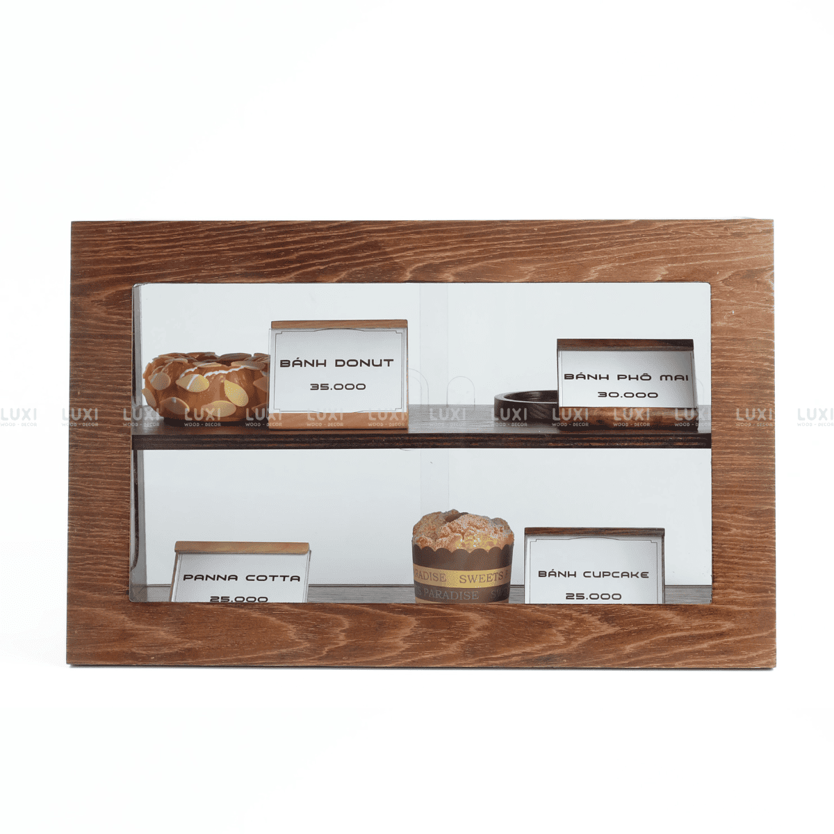 TỦ BÁNH MÌ 2 -3 TẦNG 4 MẶT MICA (KÍNH) - CỬA LÙA