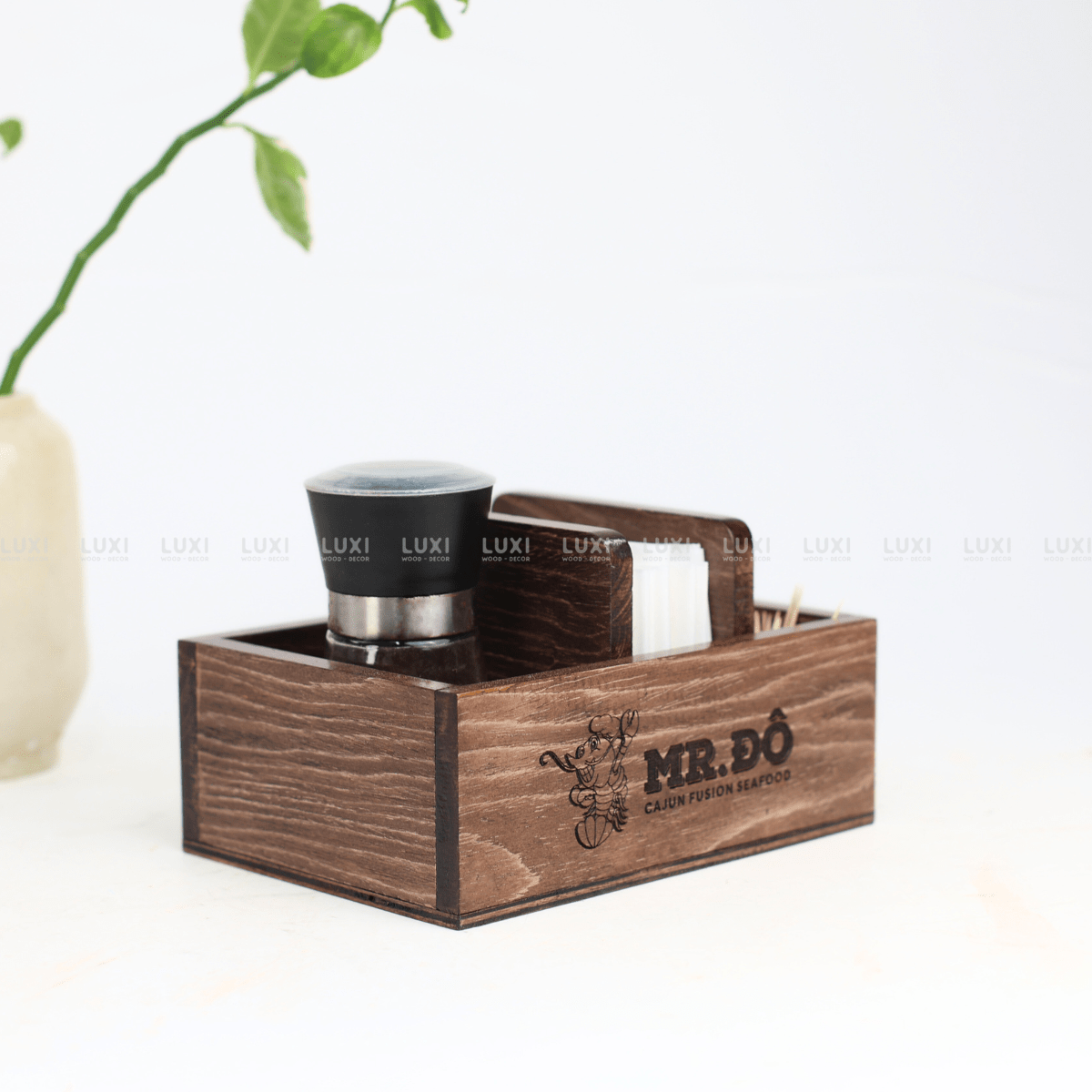 HỘP GỖ ĐỰNG GIA VỊ GIẤY ĂN ĐỘC ĐÁO GIÁ RẺ XƯỞNG SẢN XUẤT TRỰC TIẾP - LUXI DECOR