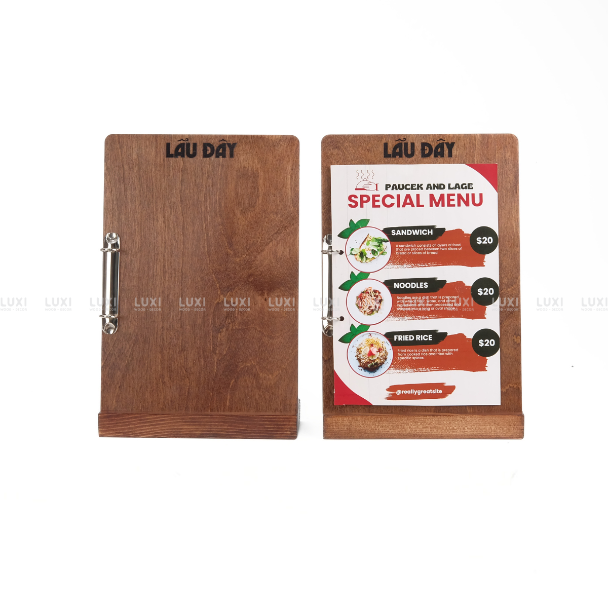 MENU A4 KẸP CÒNG ĐỂ QUẦY CAFE, NHÀ HÀNG -  FREE KHẮC LOGO - LUXI DECOR