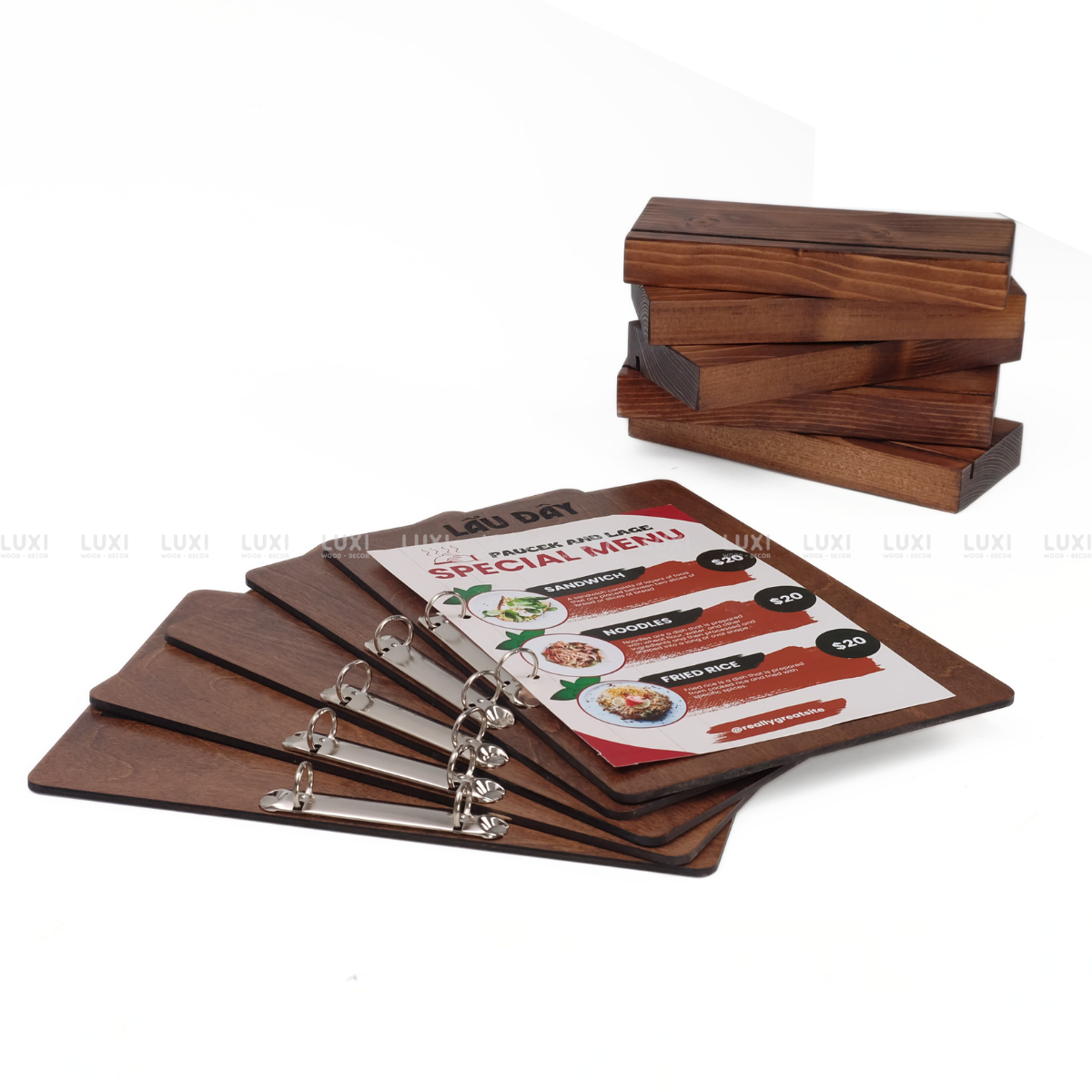 MENU A4 KẸP CÒNG ĐỂ QUẦY CAFE, NHÀ HÀNG -  FREE KHẮC LOGO - LUXI DECOR