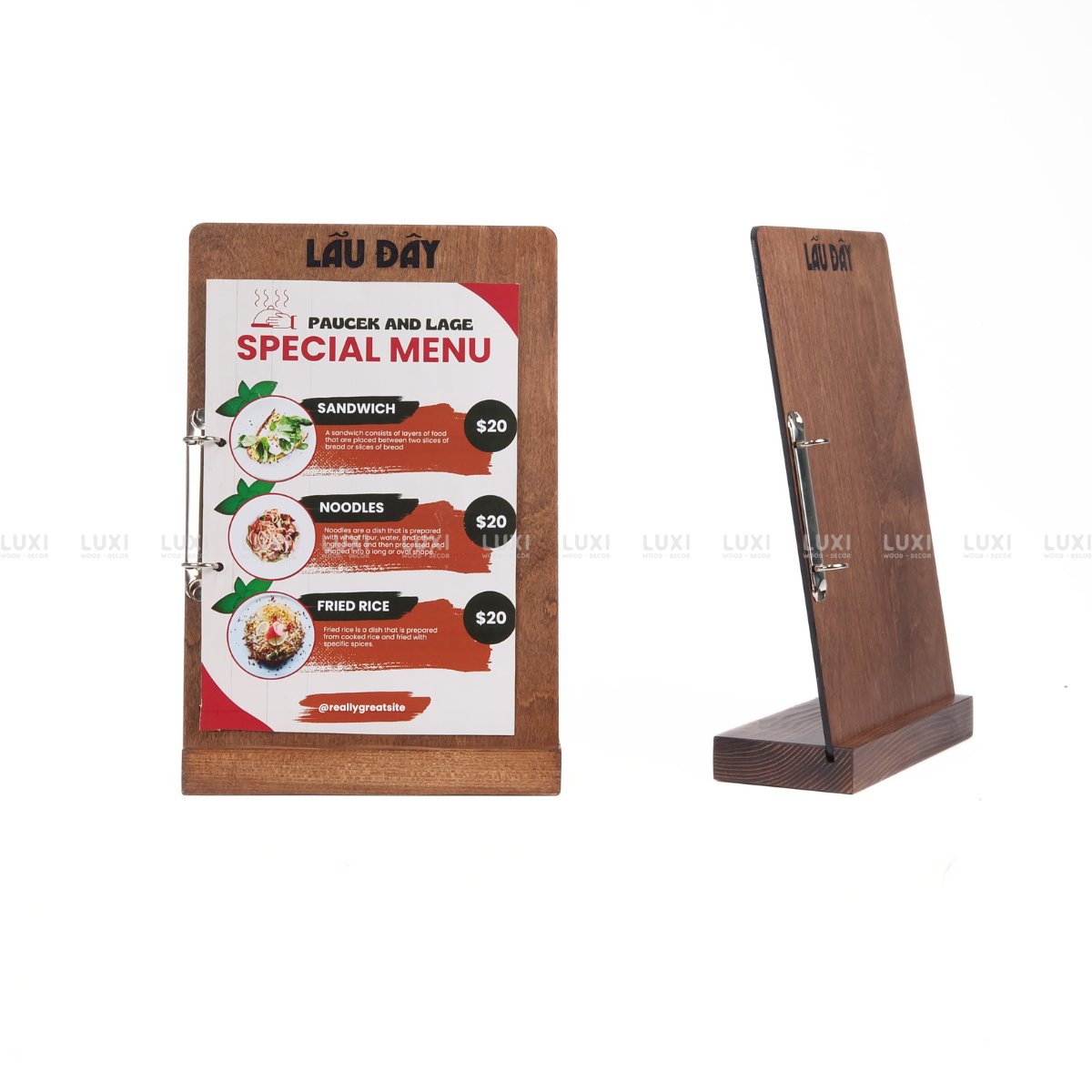 MENU A4 KẸP CÒNG ĐỂ QUẦY CAFE, NHÀ HÀNG -  FREE KHẮC LOGO - LUXI DECOR