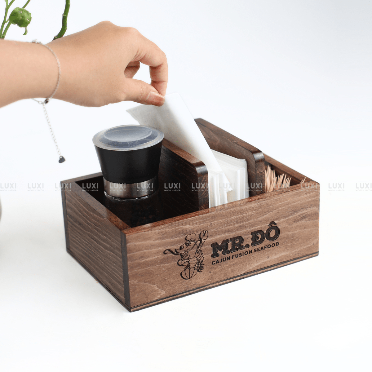 HỘP GỖ ĐỰNG GIA VỊ GIẤY ĂN ĐỘC ĐÁO GIÁ RẺ XƯỞNG SẢN XUẤT TRỰC TIẾP - LUXI DECOR