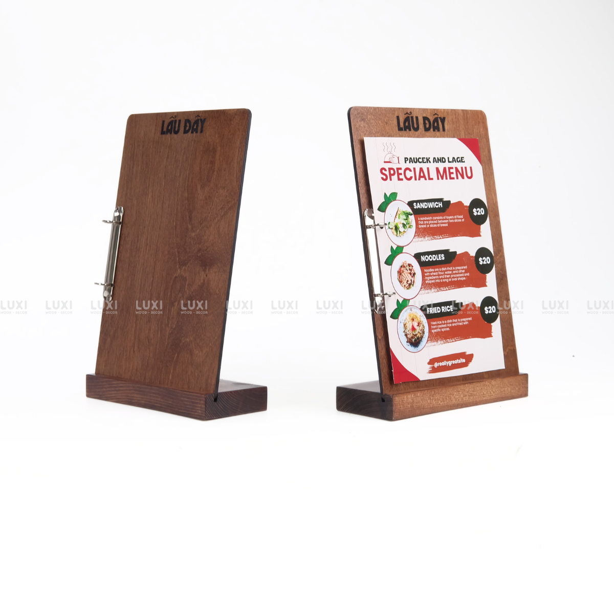 MENU A4 KẸP CÒNG ĐỂ QUẦY CAFE, NHÀ HÀNG -  FREE KHẮC LOGO - LUXI DECOR