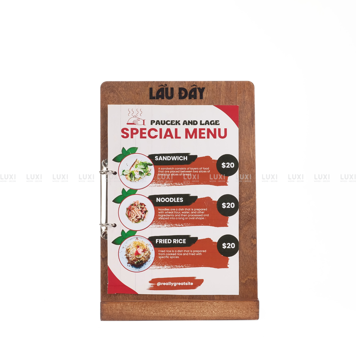 MENU A4 KẸP CÒNG ĐỂ QUẦY CAFE, NHÀ HÀNG -  FREE KHẮC LOGO - LUXI DECOR