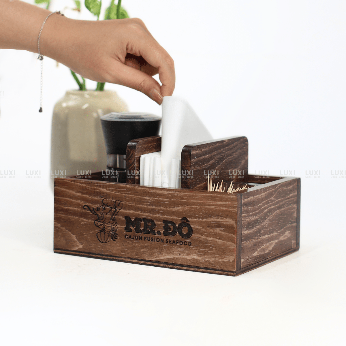 HỘP GỖ ĐỰNG GIA VỊ GIẤY ĂN ĐỘC ĐÁO GIÁ RẺ XƯỞNG SẢN XUẤT TRỰC TIẾP - LUXI DECOR