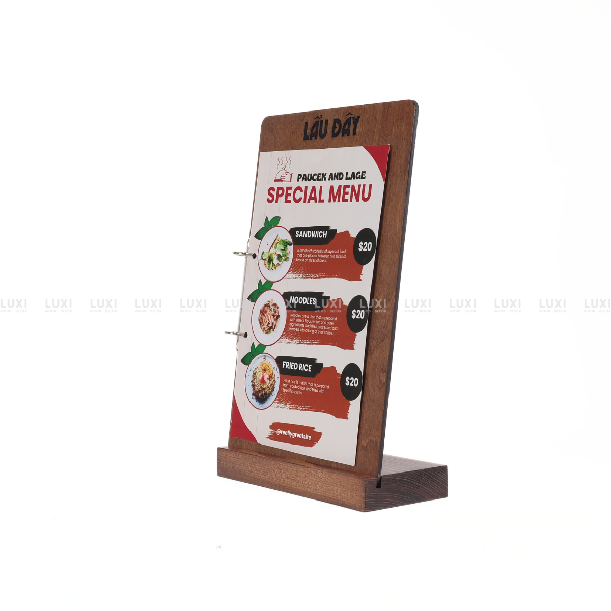 MENU A4 KẸP CÒNG ĐỂ QUẦY CAFE, NHÀ HÀNG -  FREE KHẮC LOGO - LUXI DECOR