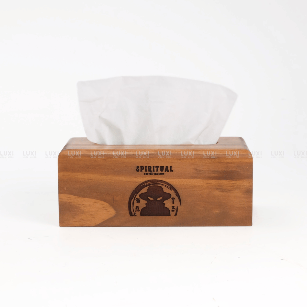 [FREE KHẮC LOGO] HỘP GIẤY ĂN GỖ HÌNH CHỮ NHẬT MÀU GỖ SÁNG - LUXI DECOR