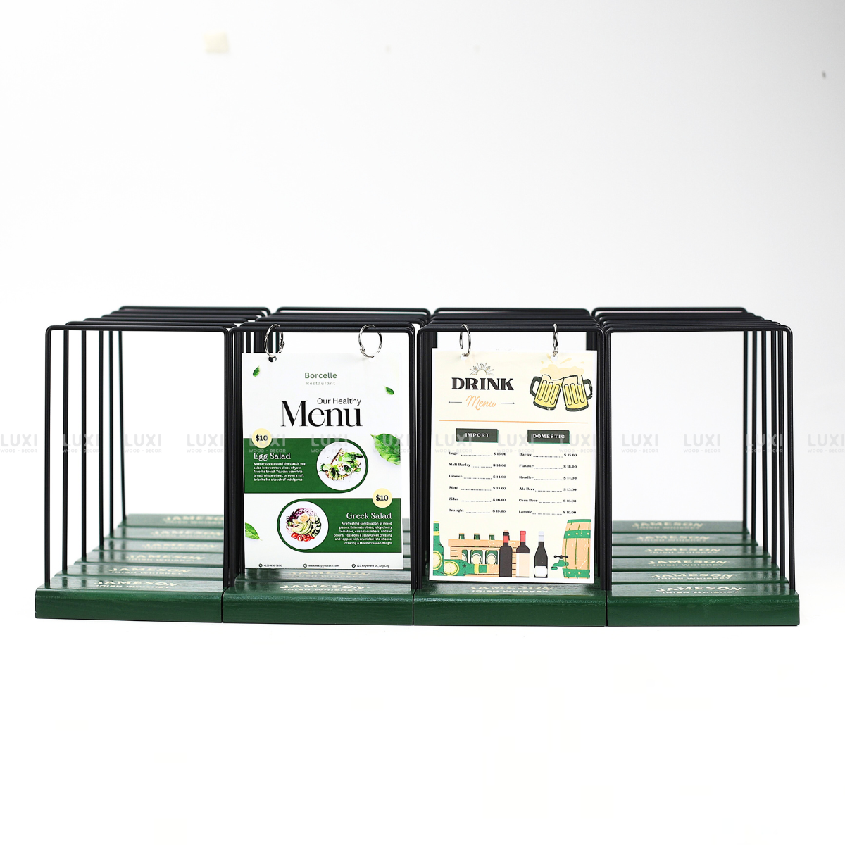 GIÁ TREO MENU KHUNG SẮT ĐỂ BÀN - SIZE A4, A5, A6 - KHẮC LOGO - LUXI DECOR