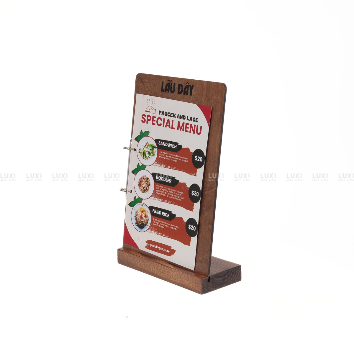 MENU A4 KẸP CÒNG ĐỂ QUẦY CAFE, NHÀ HÀNG -  FREE KHẮC LOGO - LUXI DECOR