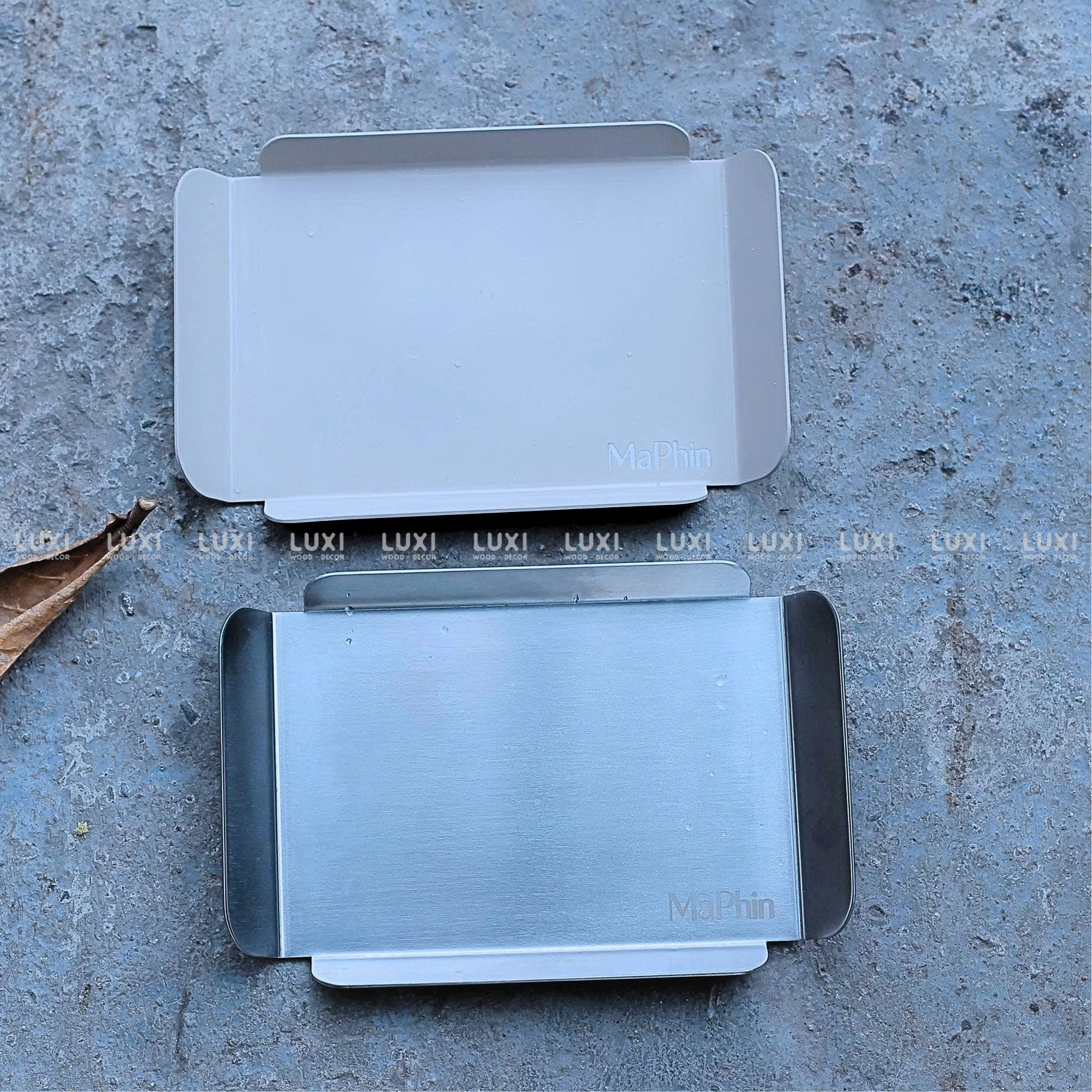Khay Inox Khắc Fiber Hiện Đại Logo Theo Yêu Cầu - Luxi Decor