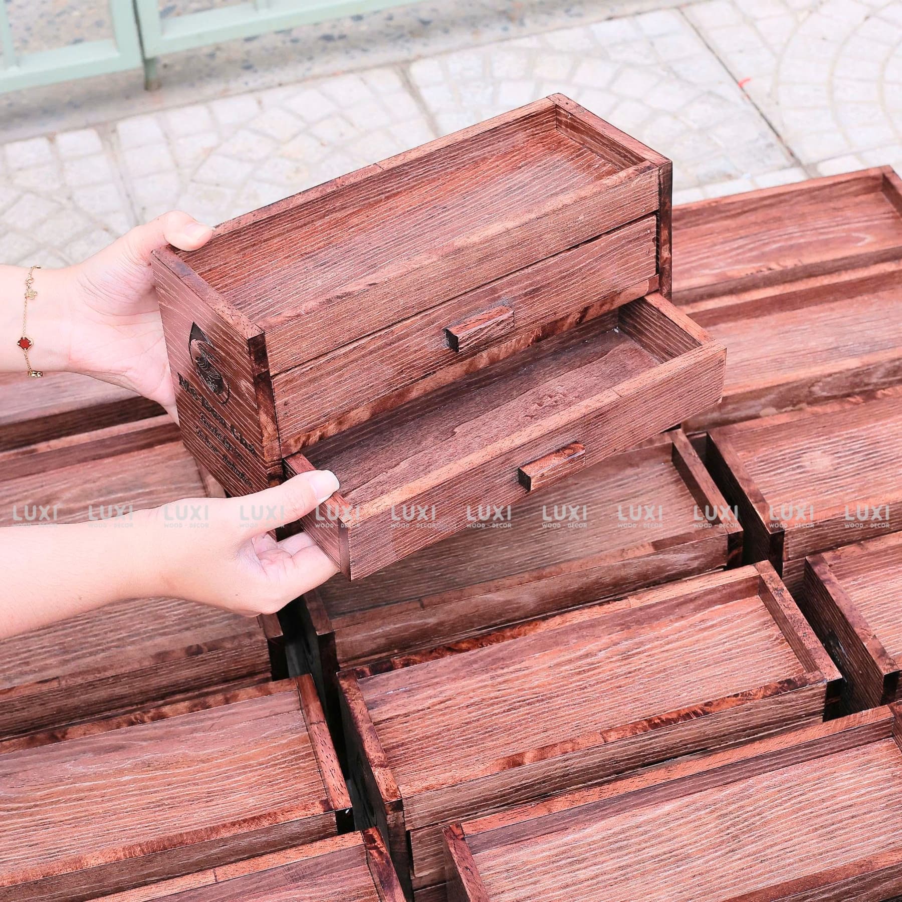 HỘP ĐŨA ĐA NĂNG 2 NGĂN KÉO - LUXI DECOR