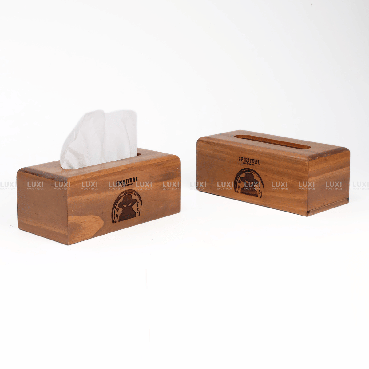 [FREE KHẮC LOGO] HỘP GIẤY ĂN GỖ HÌNH CHỮ NHẬT MÀU GỖ SÁNG - LUXI DECOR