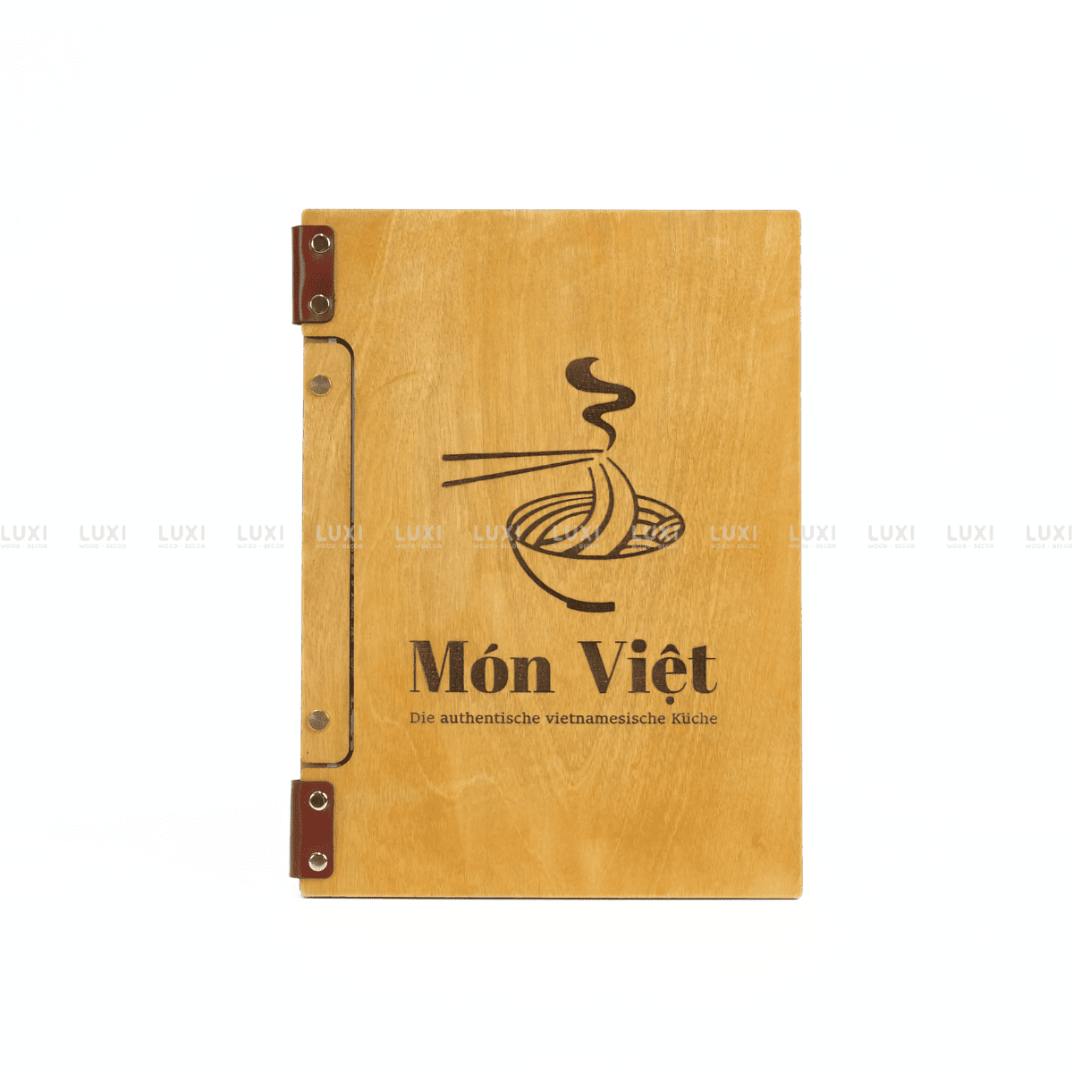 MENU GỖ SIZE A4 ĐÍNH DA BÒ THẬT BANGLADESH - LUXI DECOR.