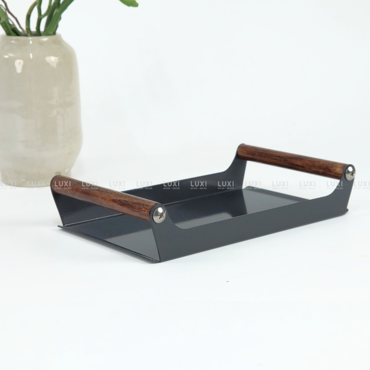 KHAY SẮT TAY CẦM GỖ - LUXI DECOR