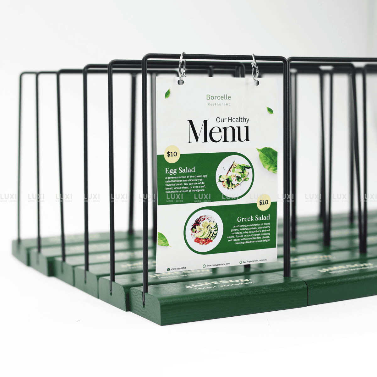 GIÁ TREO MENU KHUNG SẮT ĐỂ BÀN - SIZE A4, A5, A6 - KHẮC LOGO - LUXI DECOR