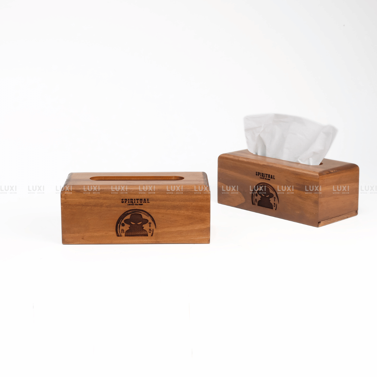 [FREE KHẮC LOGO] HỘP GIẤY ĂN GỖ HÌNH CHỮ NHẬT MÀU GỖ SÁNG - LUXI DECOR