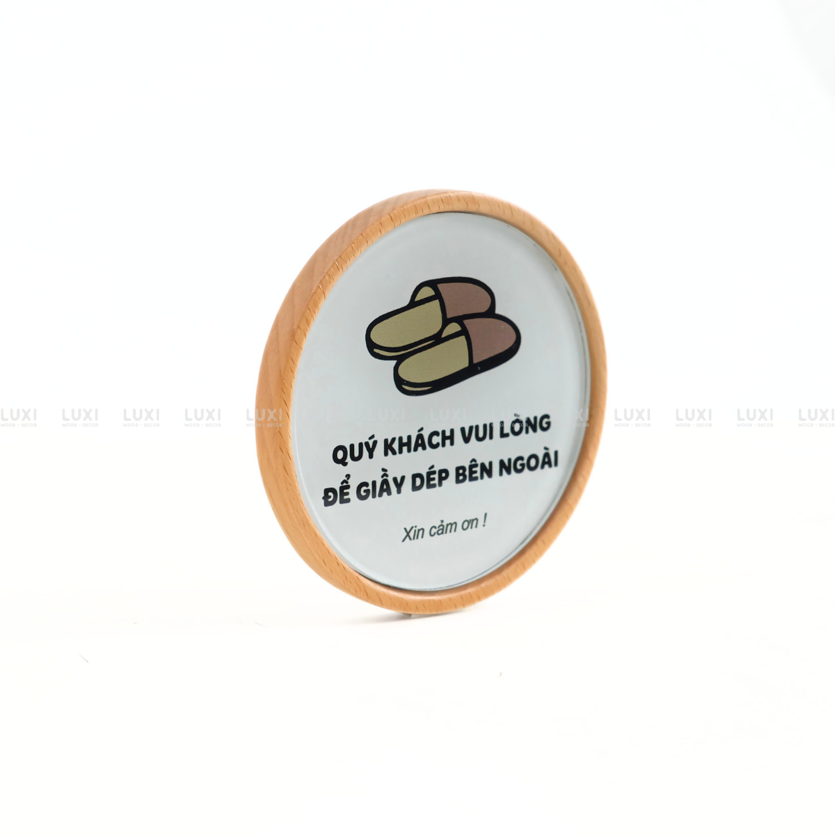 BẢNG GỖ "VUI LÒNG ĐỂ DÉP Ở NGOÀI" - LUXI DECOR