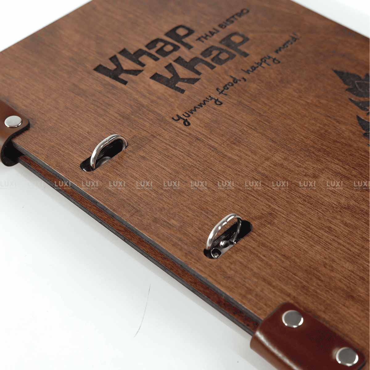 MENU GỖ SIZE A4 CÓ CÒNG KIM LOẠI - LUXI DECOR