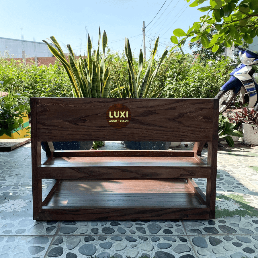 KỆ GỖ HAI TẦNG ĐA NĂNG TRƯNG BÀY BÁNH NGỌT, TRÁI CÂY, SUSHI, BÁNH MỲ, MẪU SANG TRỌNG 2025 – LUXI Decor