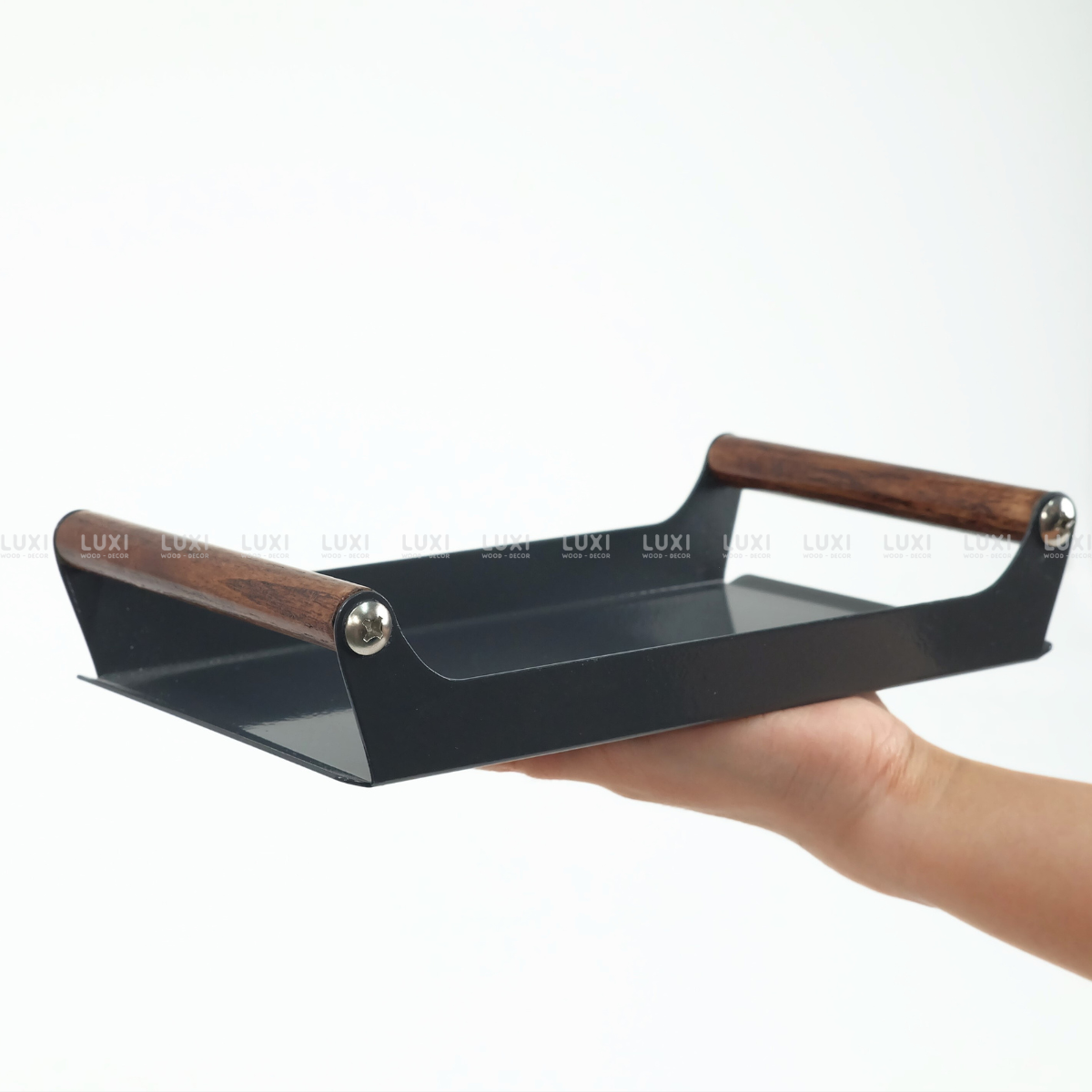 KHAY SẮT TAY CẦM GỖ - LUXI DECOR
