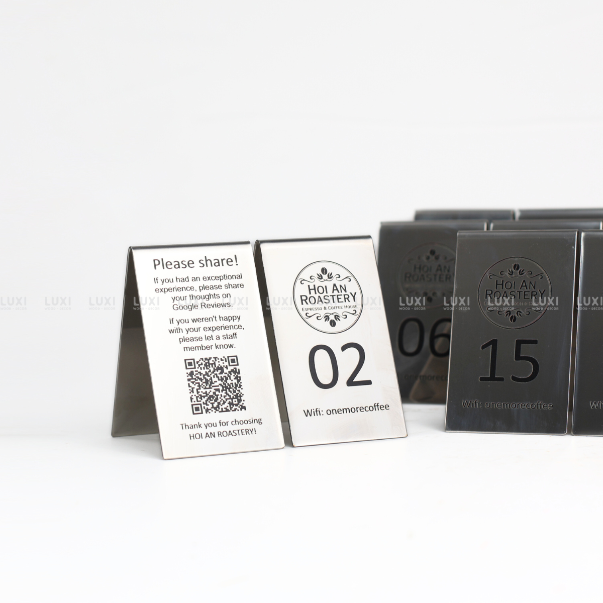 THẺ BÀN INOX BÓNG 1 MẶT - LUXI DECOR