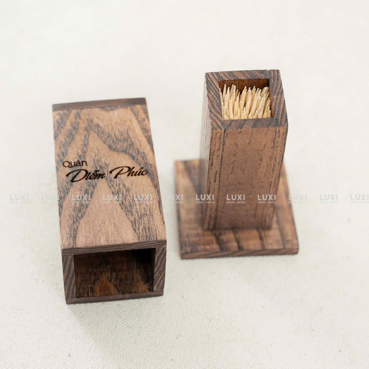 HỘP TĂM CÓ NẮP KHẮC LOGO THEO YÊU CẦU - LUXI DECOR