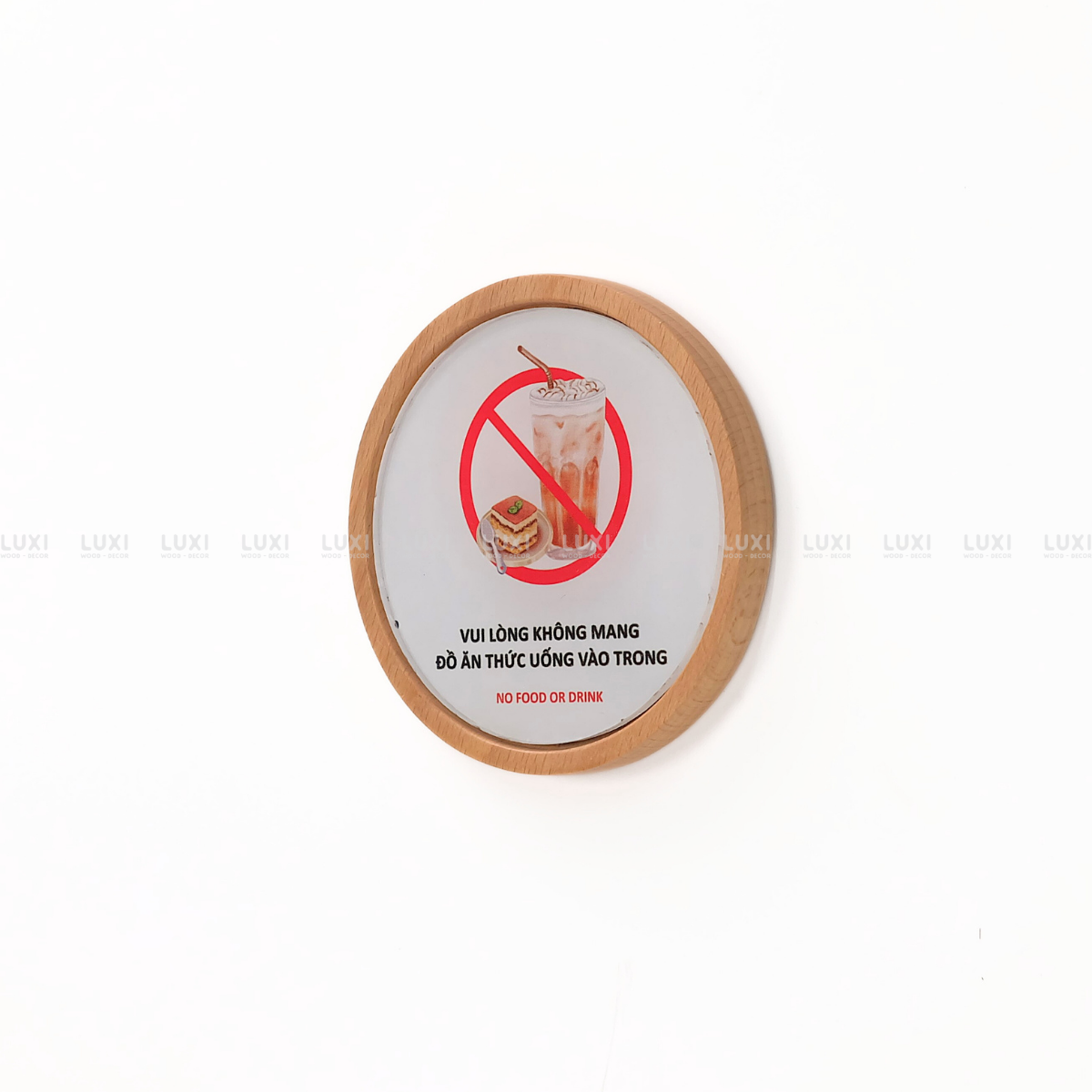 BẢNG GỖ "CẤM ĐEM THỨC ĂN" - LUXI DECOR