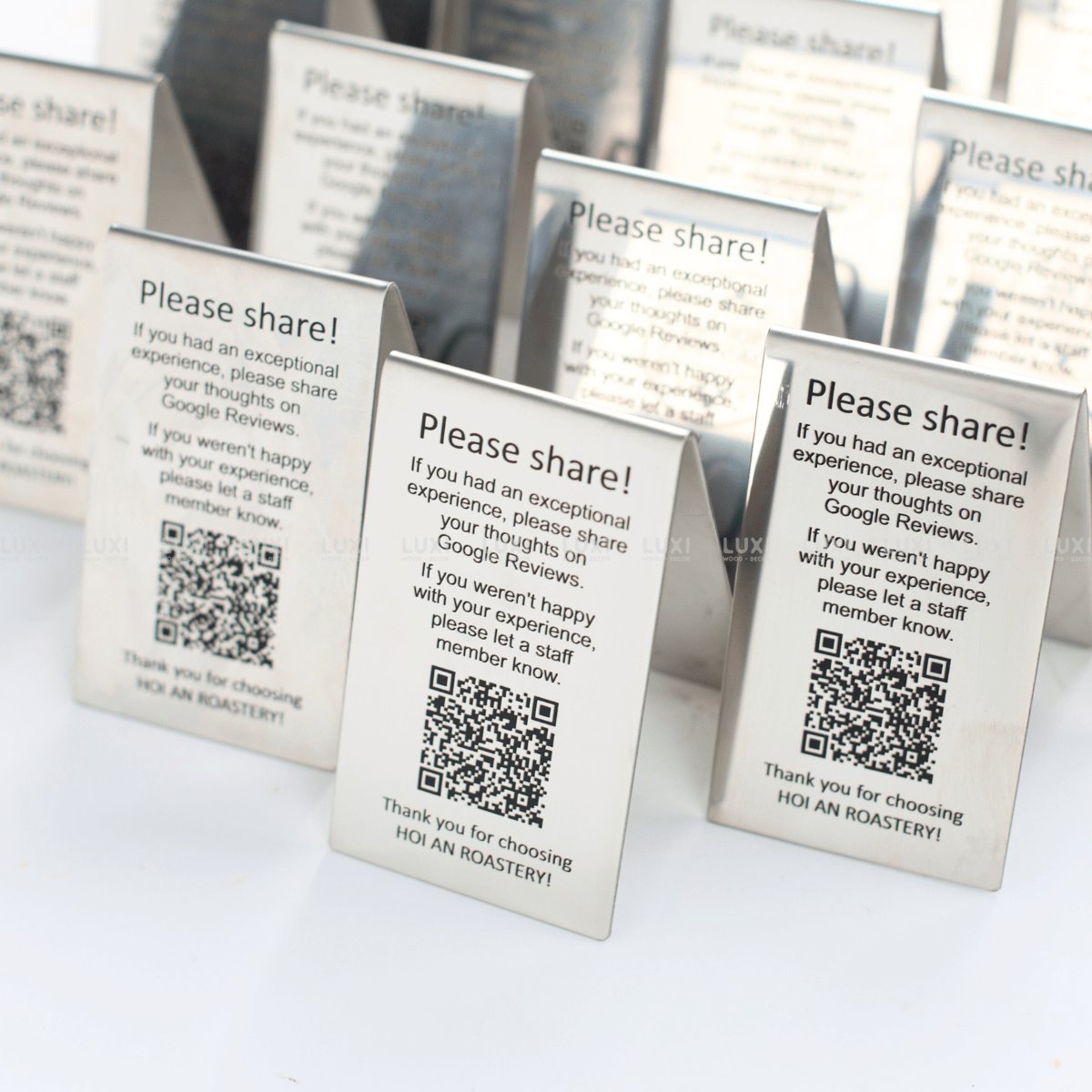 THẺ BÀN INOX BÓNG 1 MẶT - LUXI DECOR