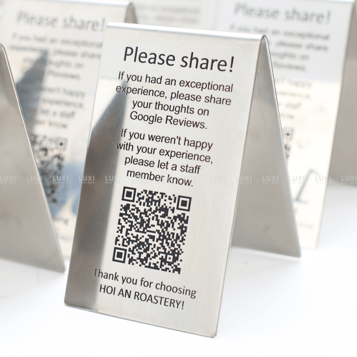 THẺ BÀN INOX BÓNG 1 MẶT - LUXI DECOR