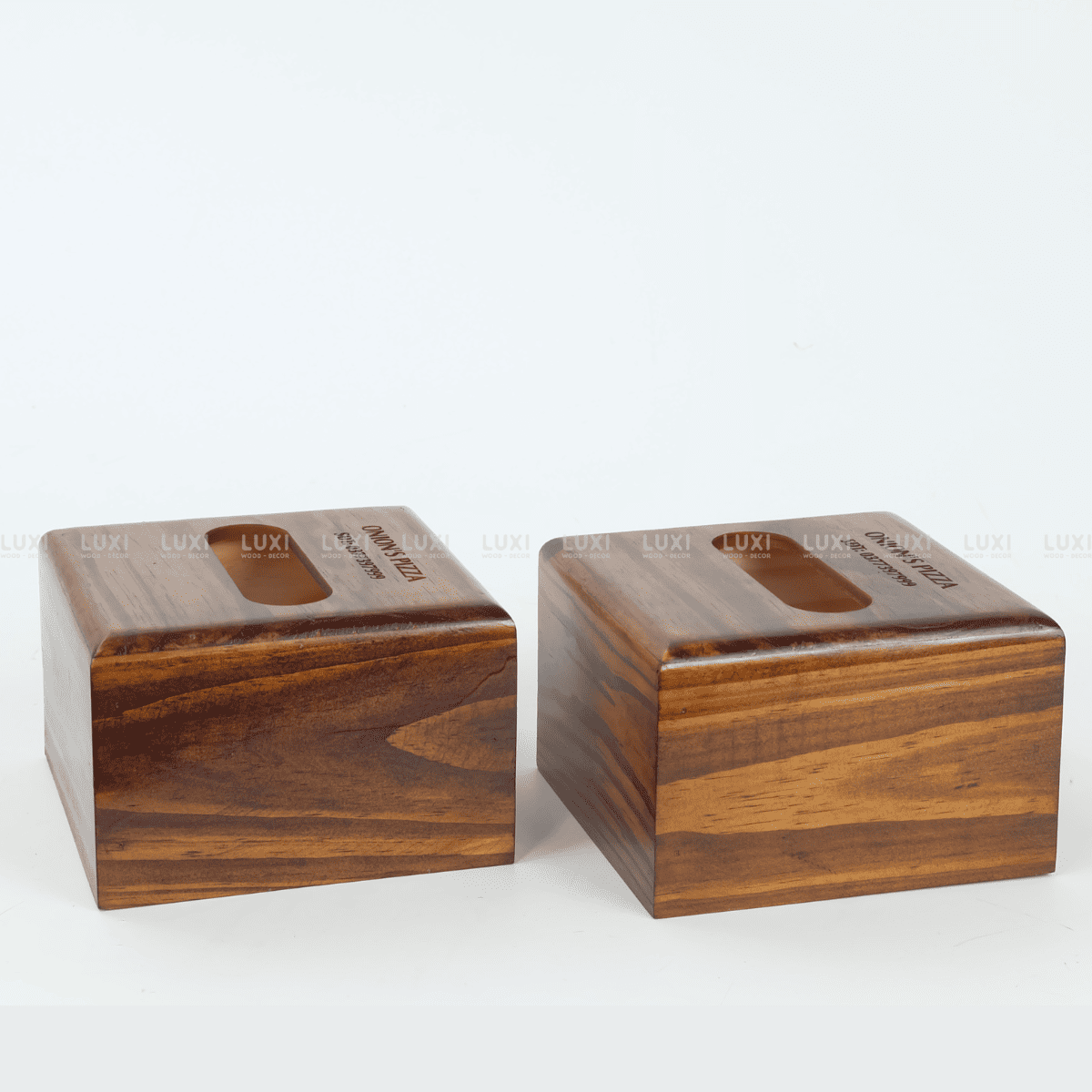 HỘP GIẤY ĂN CHẤT LIỆU GỖ KHẮC TÊN THƯƠNG HIỆU [FREE KHẮC LOGO] - LUXI DECOR