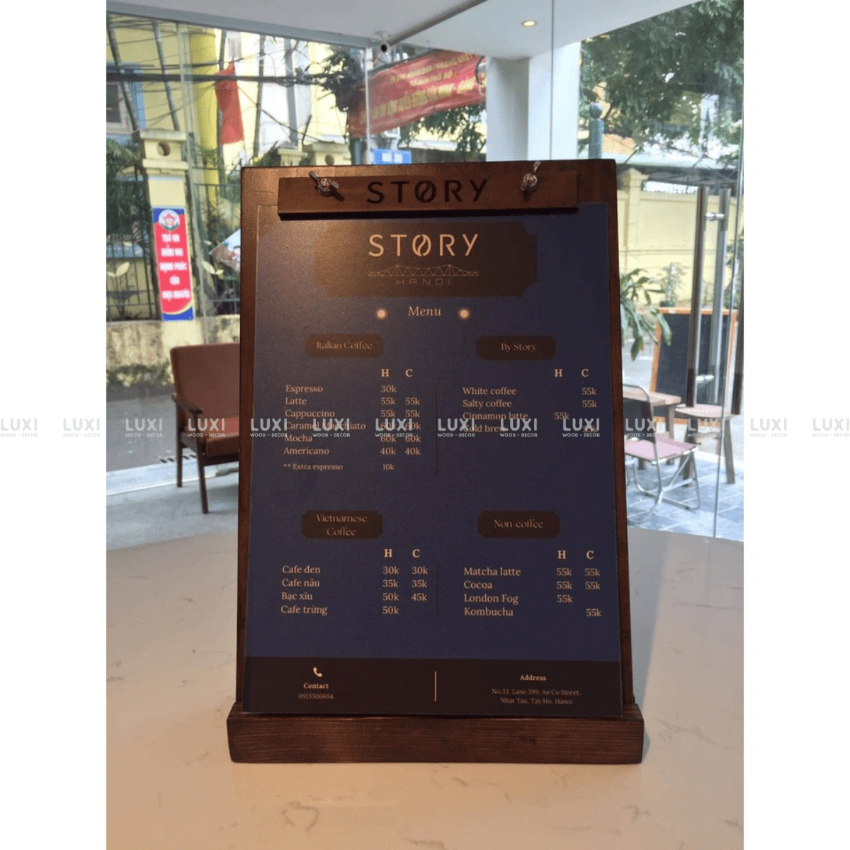 MENU SIZE A4, A5 KÈM ĐẾ GỖ (FREE KHẮC LOGO) - LUXI DECOR