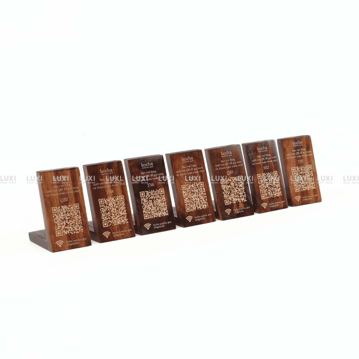 THẺ BÀN CHỮ L CHẤT LIỆU GỖ DÀY DẶN, DECOR QUÁN COFFEE, NHÀ HÀNG (KT: 5X10CM) - LUXI DECOR