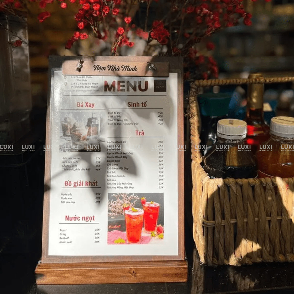 MENU SIZE A4, A5 KÈM ĐẾ GỖ (FREE KHẮC LOGO) - LUXI DECOR