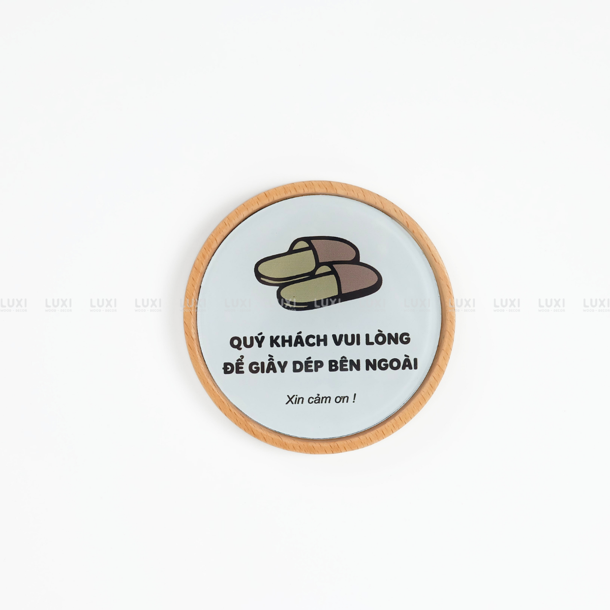 BẢNG GỖ "VUI LÒNG ĐỂ DÉP Ở NGOÀI" - LUXI DECOR