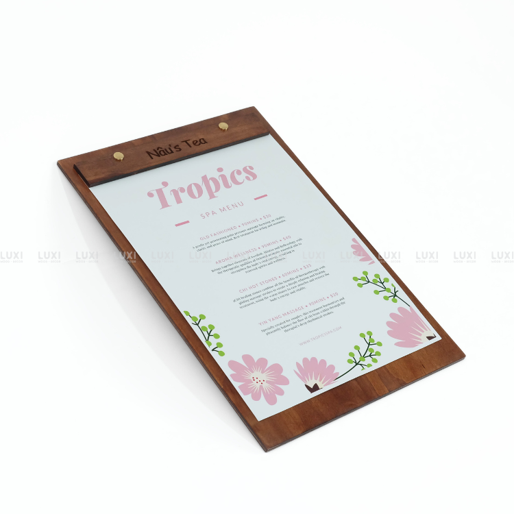 MENU GỖ VÍT ĐỒNG A4, A5 FREE KHẮC LOGO