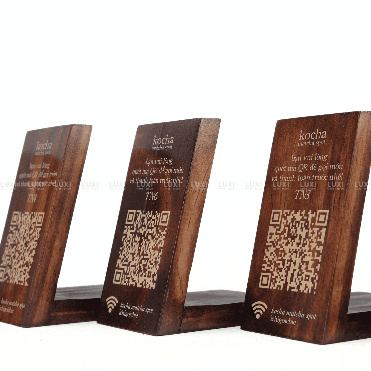 THẺ BÀN CHỮ L CHẤT LIỆU GỖ DÀY DẶN, DECOR QUÁN COFFEE, NHÀ HÀNG (KT: 5X10CM) - LUXI DECOR