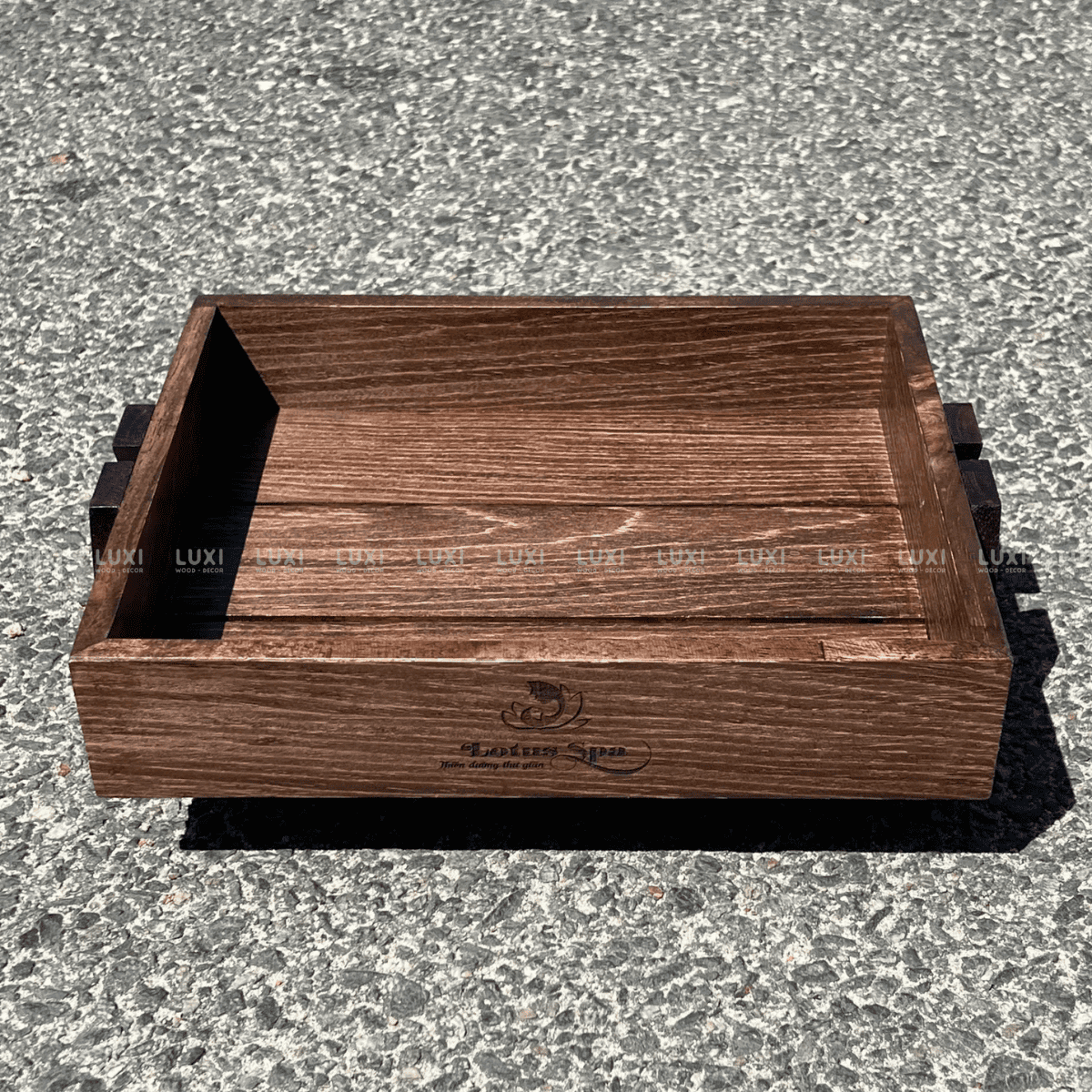 KHAY GỖ 1 TẦNG ĐỰNG TRÁI CÂY HOA QUẢ - LUXI DECOR 