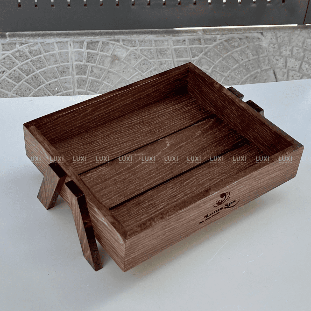 KHAY GỖ 1 TẦNG ĐỰNG TRÁI CÂY HOA QUẢ - LUXI DECOR 