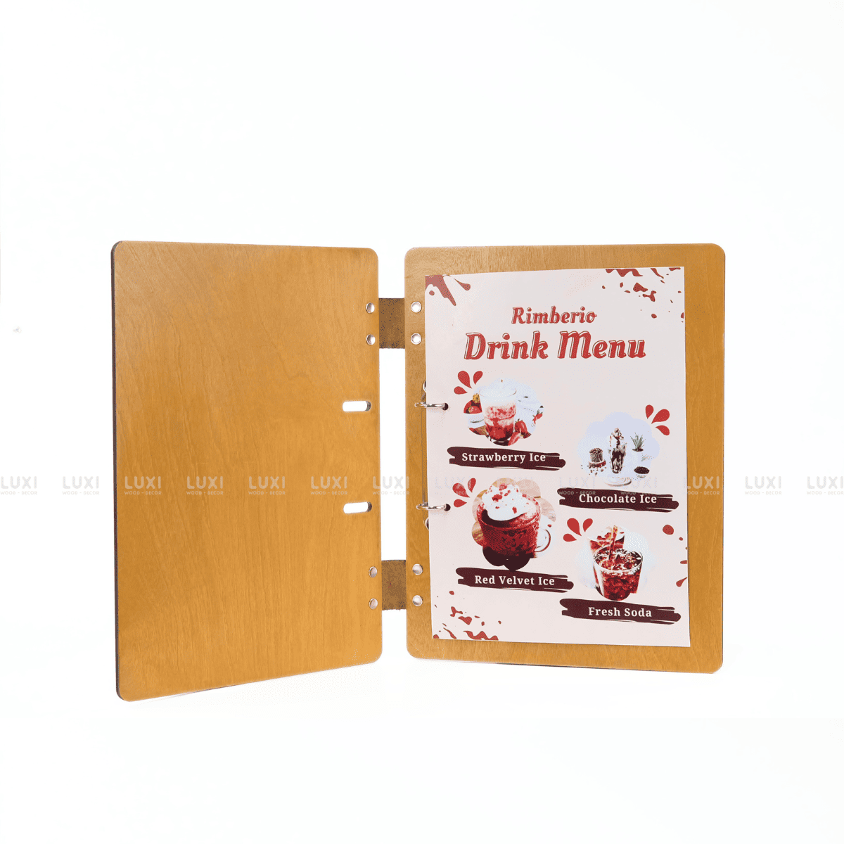 MENU GỖ SIZE A4 CÓ CÒNG KIM LOẠI - LUXI DECOR