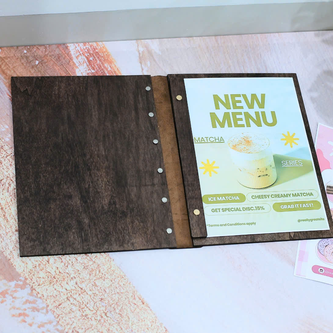 Menu Gỗ Vít Đồng Kết Hợp Da Bò - Luxi Decor