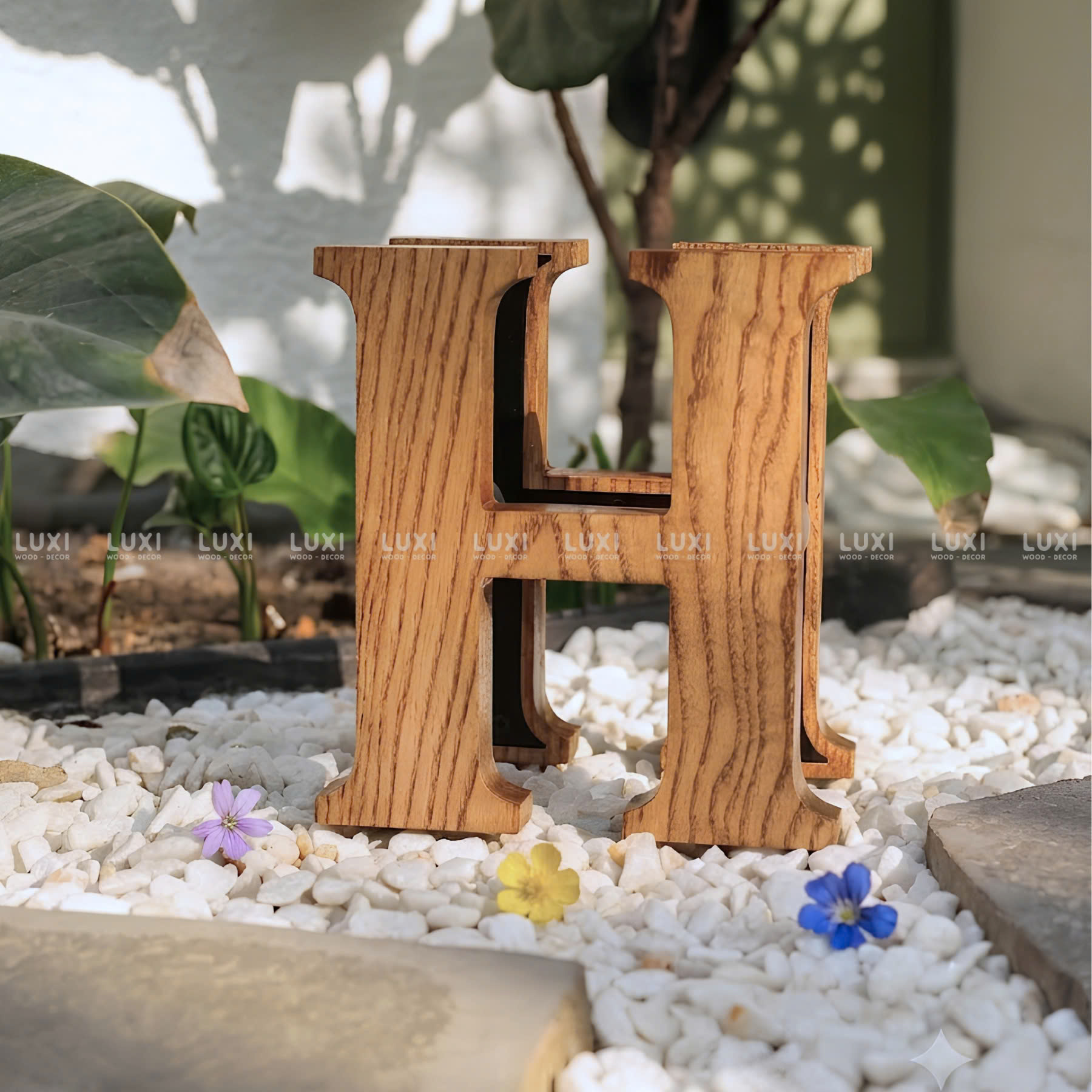 Tay Nắm Cửa Chữ H - Thiết Kế Chữ Yêu Cầu - Gỗ Sồi - Luxi Decor