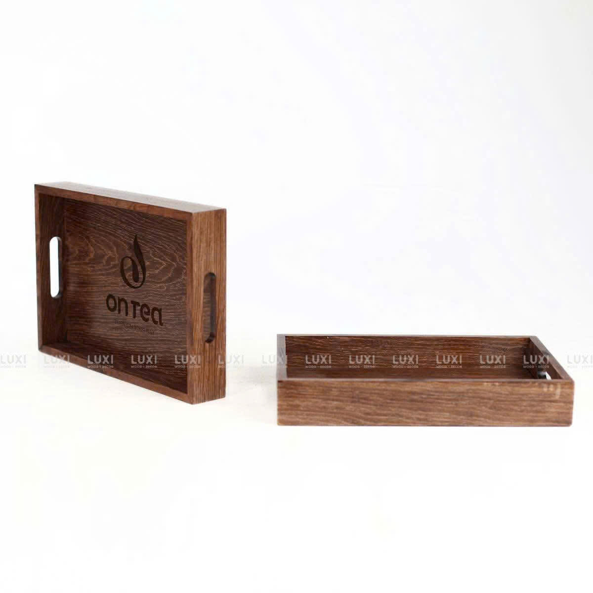 KHAY GỖ BƯNG TRÀ, COFFEE, FREE KHẮC LOGO - LUXI DECOR