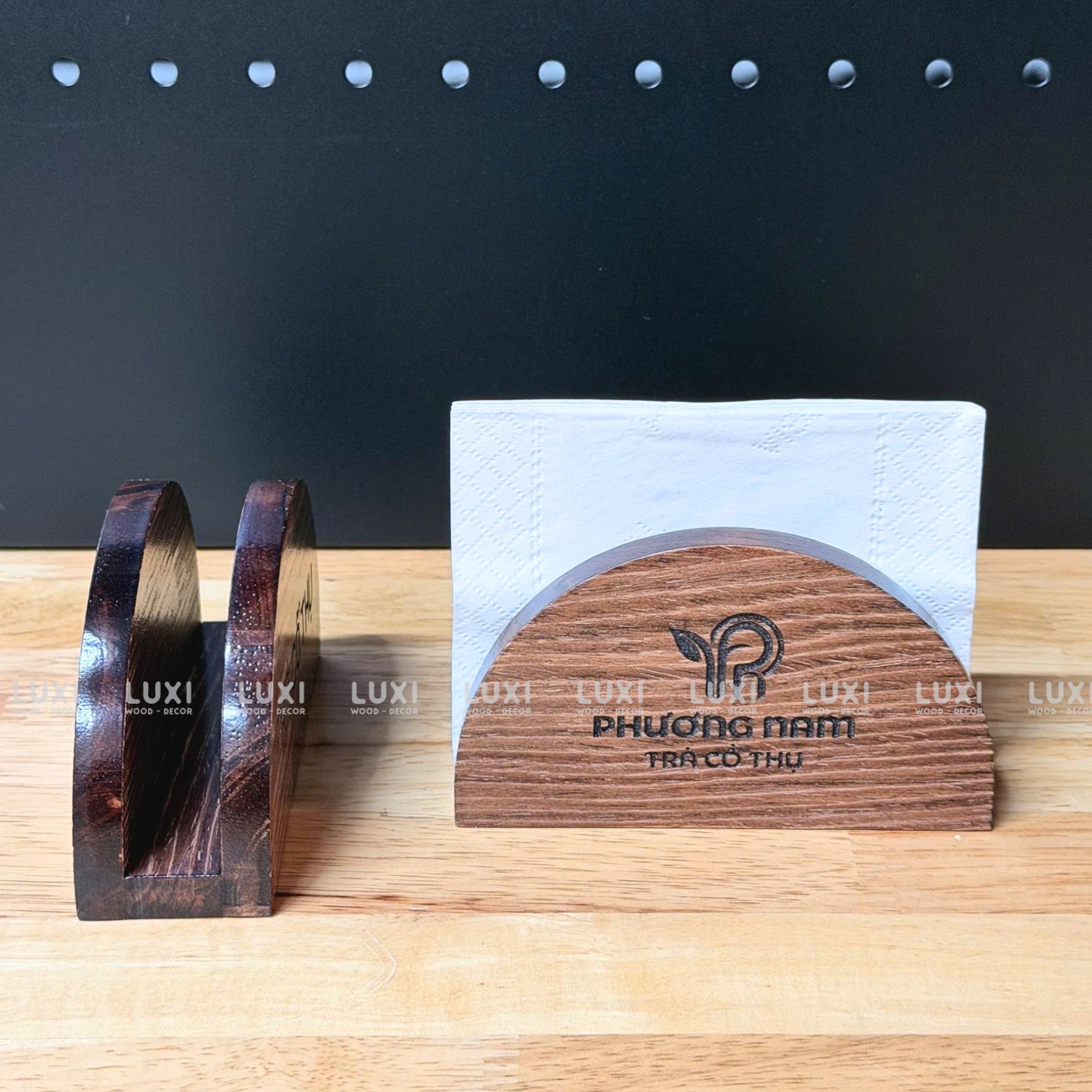 Kệ Gỗ Đựng Giấy Ăn - Khắc Logo Theo Yêu Cầu - LUXI DECOR