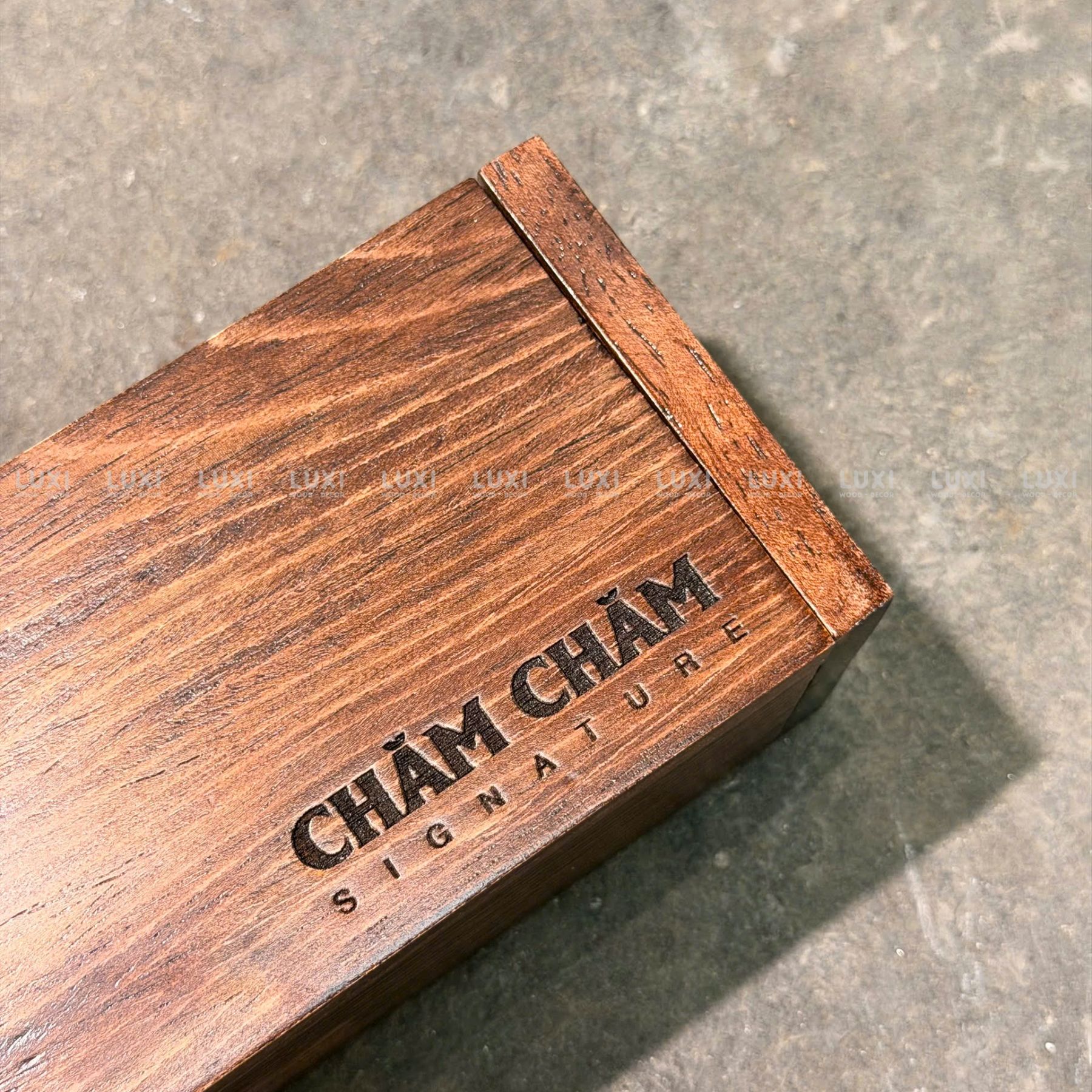 Khay Gỗ 1 Ngăn Nắp Mở - Đựng Đũa Muỗng - Khắc Logo Yêu Cầu - Luxi Decor