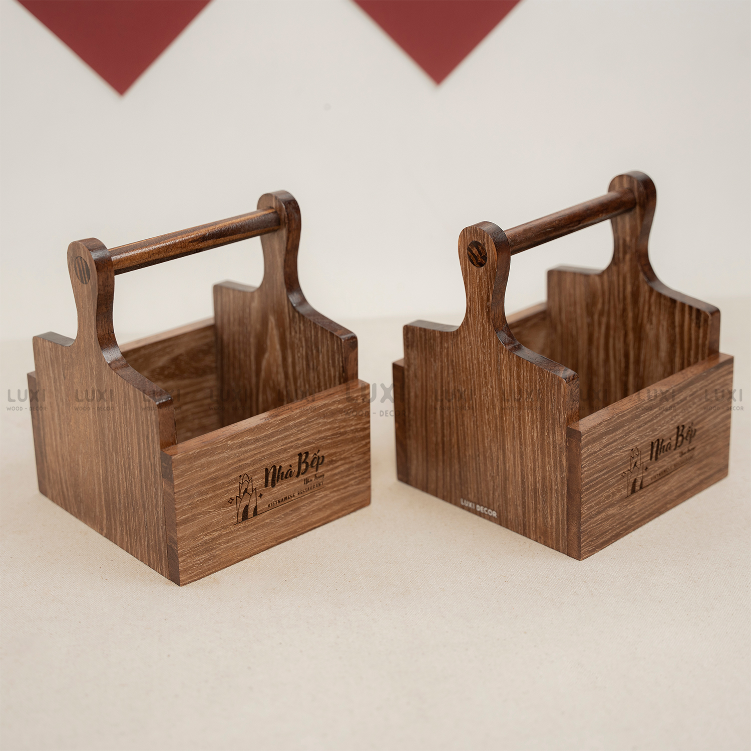 KHAY GỖ ĐỰNG GIA VỊ 1 NGĂN - 3 NGĂN [FREE KHẮC LOGO] - LUXI DECOR