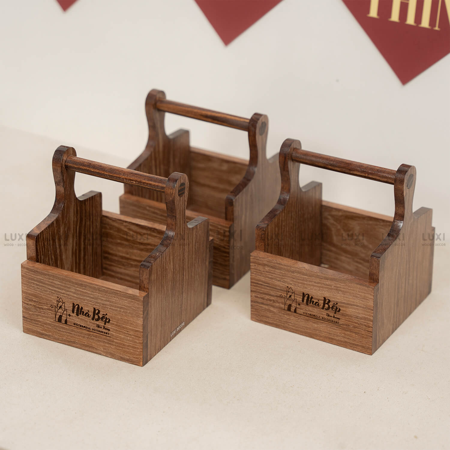 KHAY GỖ ĐỰNG GIA VỊ 1 NGĂN – FREE KHẮC LOGO