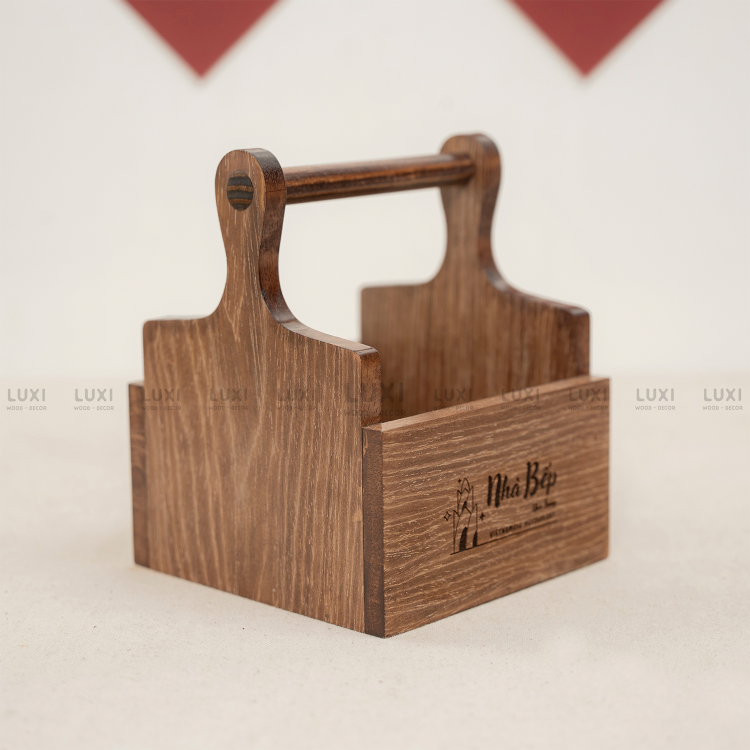 KHAY GỖ ĐỰNG GIA VỊ 1 NGĂN - 3 NGĂN [FREE KHẮC LOGO] - LUXI DECOR